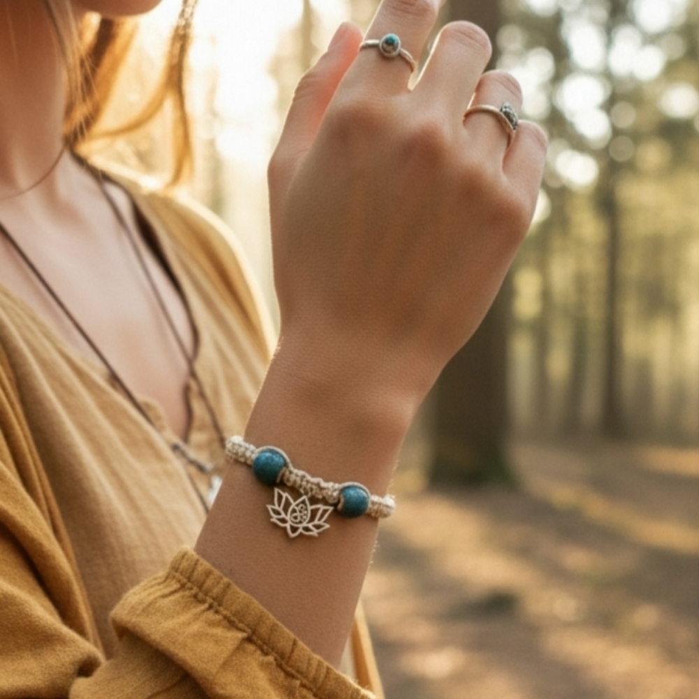 Handmade Macrame Organic Hemp Adjustable Zen Aum Bracelet